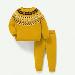 Baby Fair Isle Top & Bottom Set - Cat & Jack™ Yellow e1.